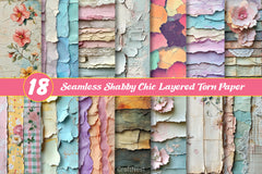 Seamless Shabby Chic Layered Torn Paper Digital Paper - CraftNest - Digital Crafting and Art