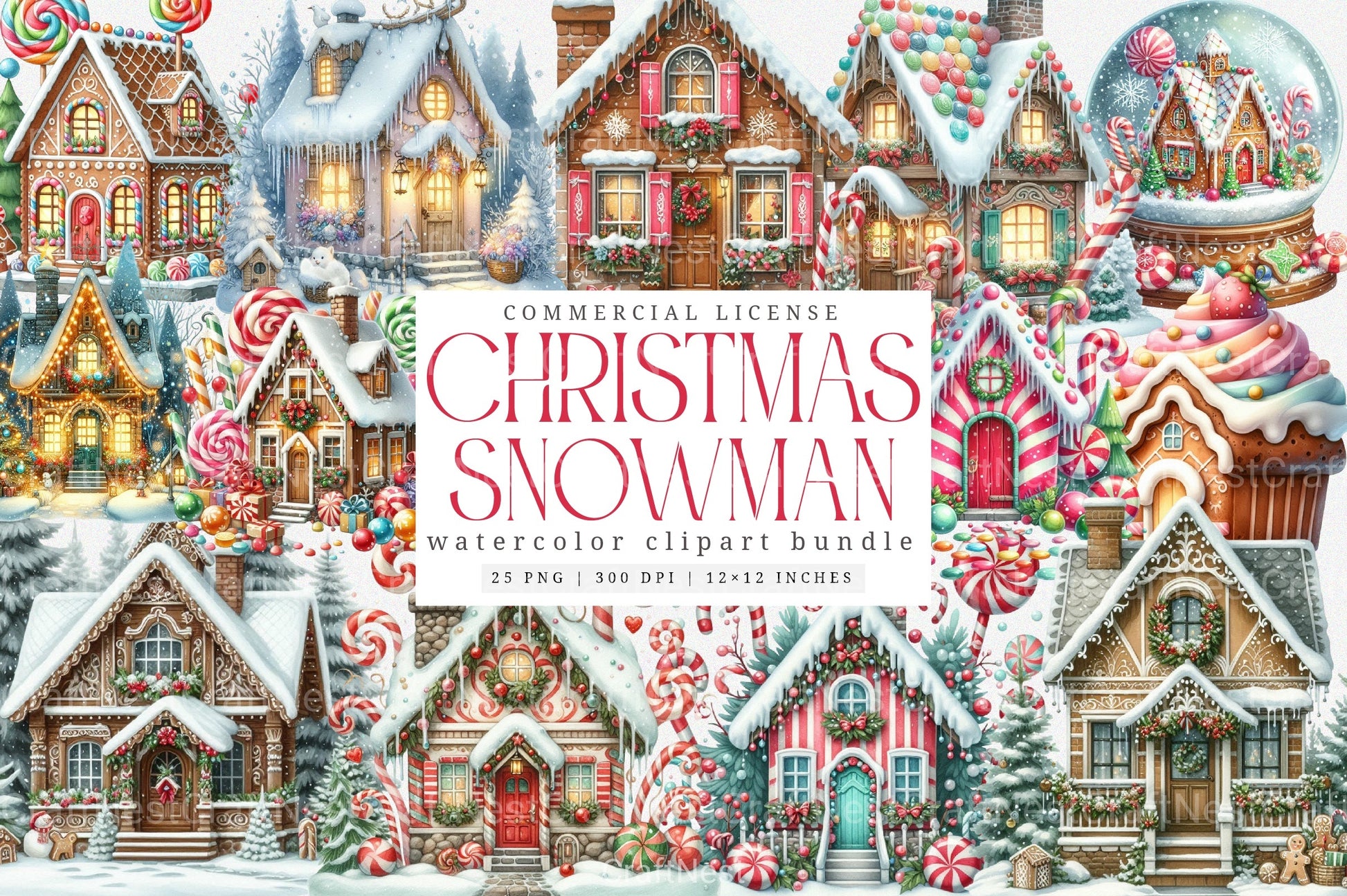 Whimsical Christmas Houses Clipart Bundle - CraftNest - Digital Crafting and Art