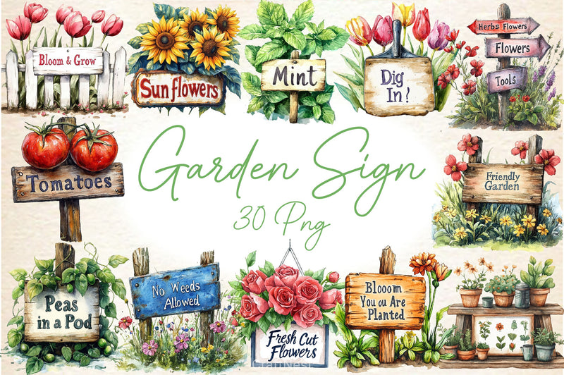 Garden Sign Clipart Bundle - CraftNest - Digital Crafting and Art