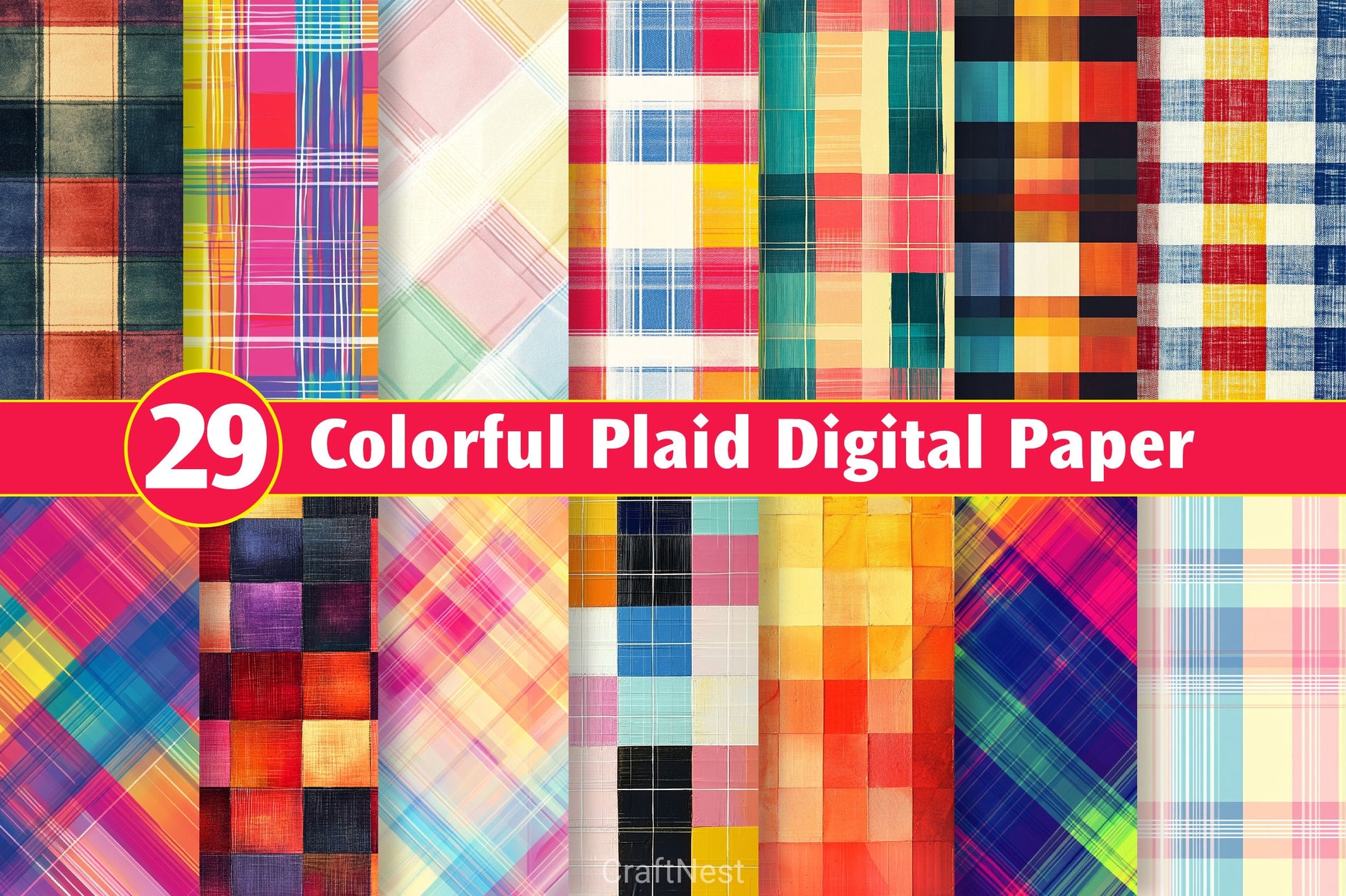 Colorful Plaid Digital Paper - CraftNest - Digital Crafting and Art