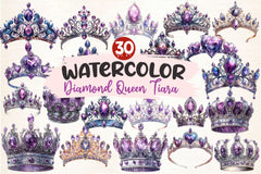 Purple Diamond Queen Tiara Clipart Bundle - CraftNest - Digital Crafting and Art