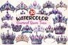 Purple Diamond Queen Tiara Clipart Bundle
