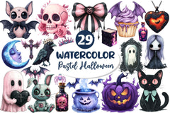 Pastel Gothic Halloween Clipart Bundle - CraftNest - Digital Crafting and Art