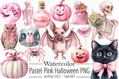 Pastel Pink Halloween Clipart Bundle - CraftNest - Digital Crafting and Art
