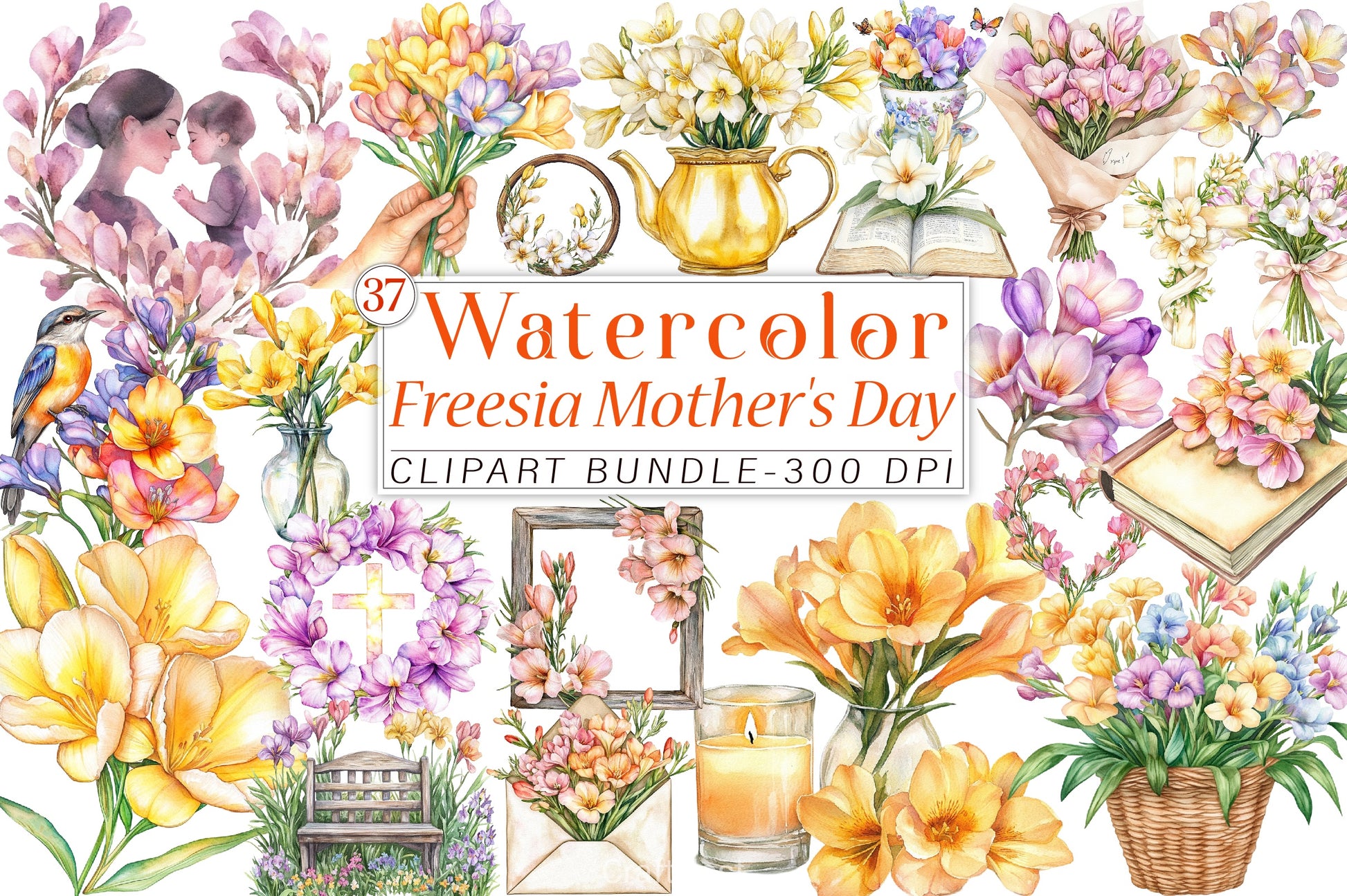 Freesia Mother's Day Clipart Bundle - CraftNest - Digital Crafting and Art