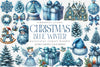 Blue Christmas Clipart Bundle: Santa, Presents & Bells