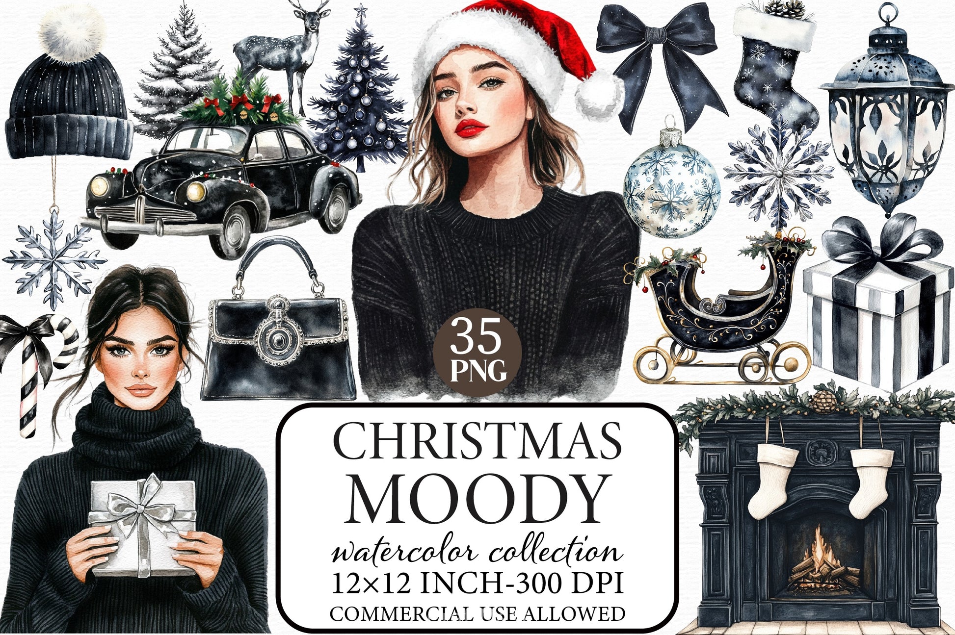 Moody Christmas Clipart Bundle 2 - CraftNest - Digital Crafting and Art