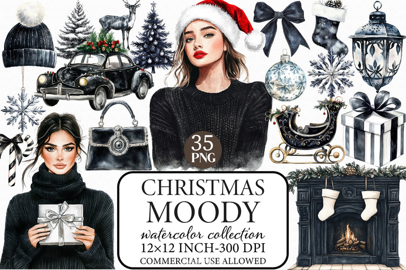 Moody Christmas Clipart Bundle 2 - CraftNest - Digital Crafting and Art