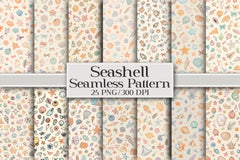 Seashell Pattern Digital Paper - CraftNest - Digital Crafting and Art