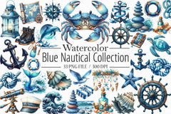 Blue Nautical Clipart Bundle - CraftNest - Digital Crafting and Art