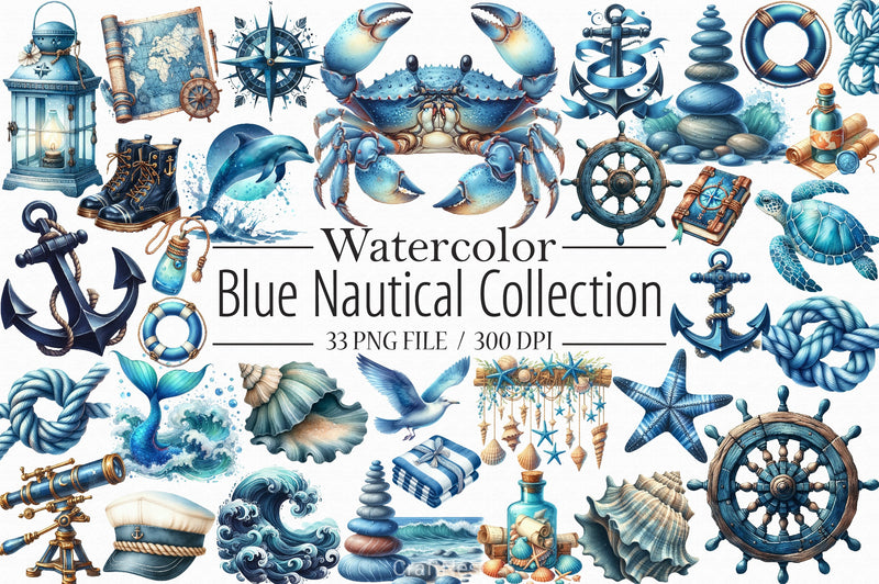 Blue Nautical Clipart Bundle - CraftNest - Digital Crafting and Art