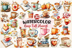 Nurse Fall Harvest Coffee Mug Clipart Bundle 2 - CraftNest - Digital Crafting and Art