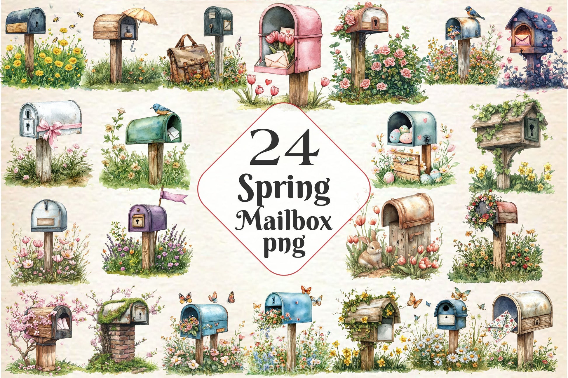 Spring Mailbox Clipart Bundle 2 - CraftNest - Digital Crafting and Art
