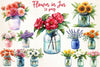 Flower In Jar Clipart Bundle 2