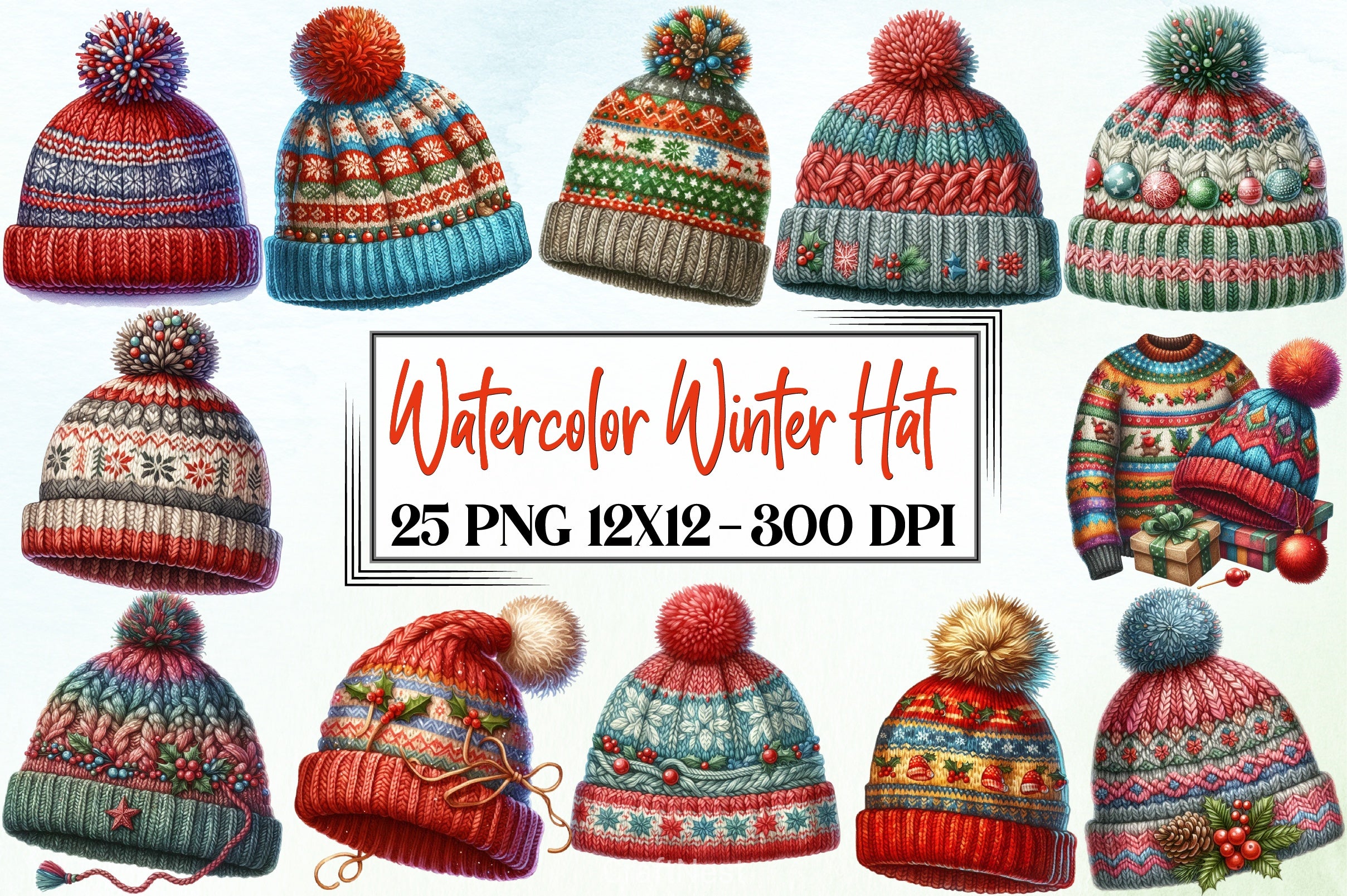 Winter Hat Set Clipart Bundle - CraftNest - Digital Crafting and Art