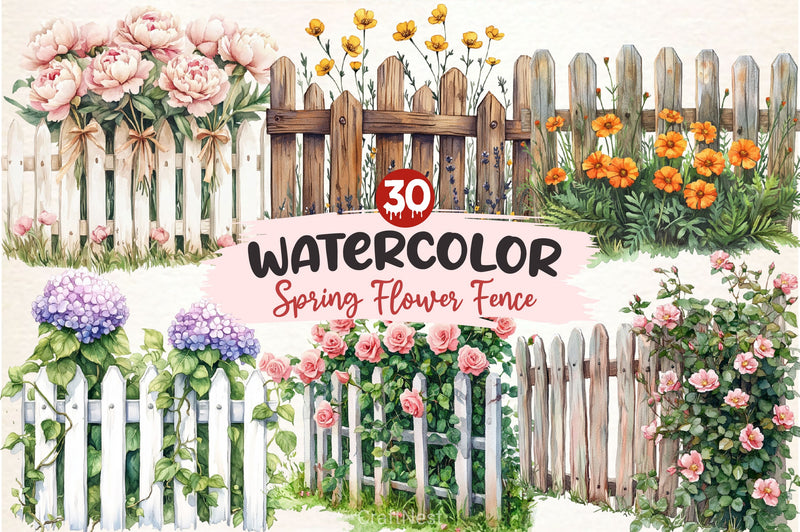 Spring Flower Fence Clipart Bundle 2 - CraftNest - Digital Crafting and Art