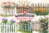 Spring Flower Fence Clipart Bundle 2