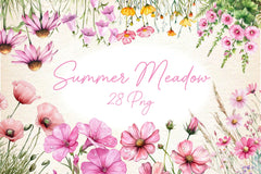 Pink Summer Meadow Clipart Bundle 2 - CraftNest - Digital Crafting and Art