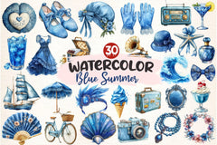 Blue Summer 1920 Clipart Bundle - CraftNest - Digital Crafting and Art