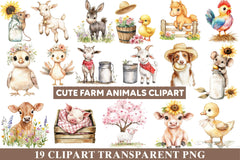 Cute Farm Animals Clipart 1 - CraftNest - Digital Crafting and Art