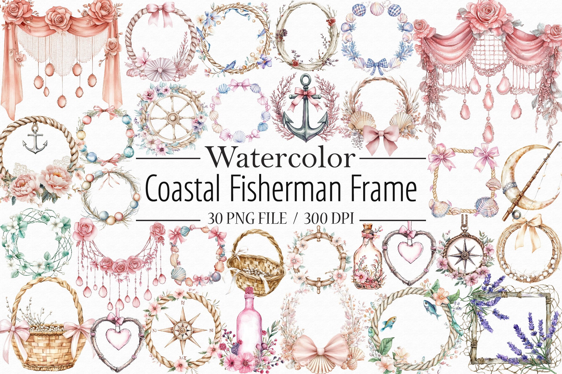 Coquette Coastal Fisherman Clipart Bundle 2 - CraftNest - Digital Crafting and Art