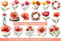 Corn Poppy Flower Bloom Clipart - CraftNest - Digital Crafting and Art