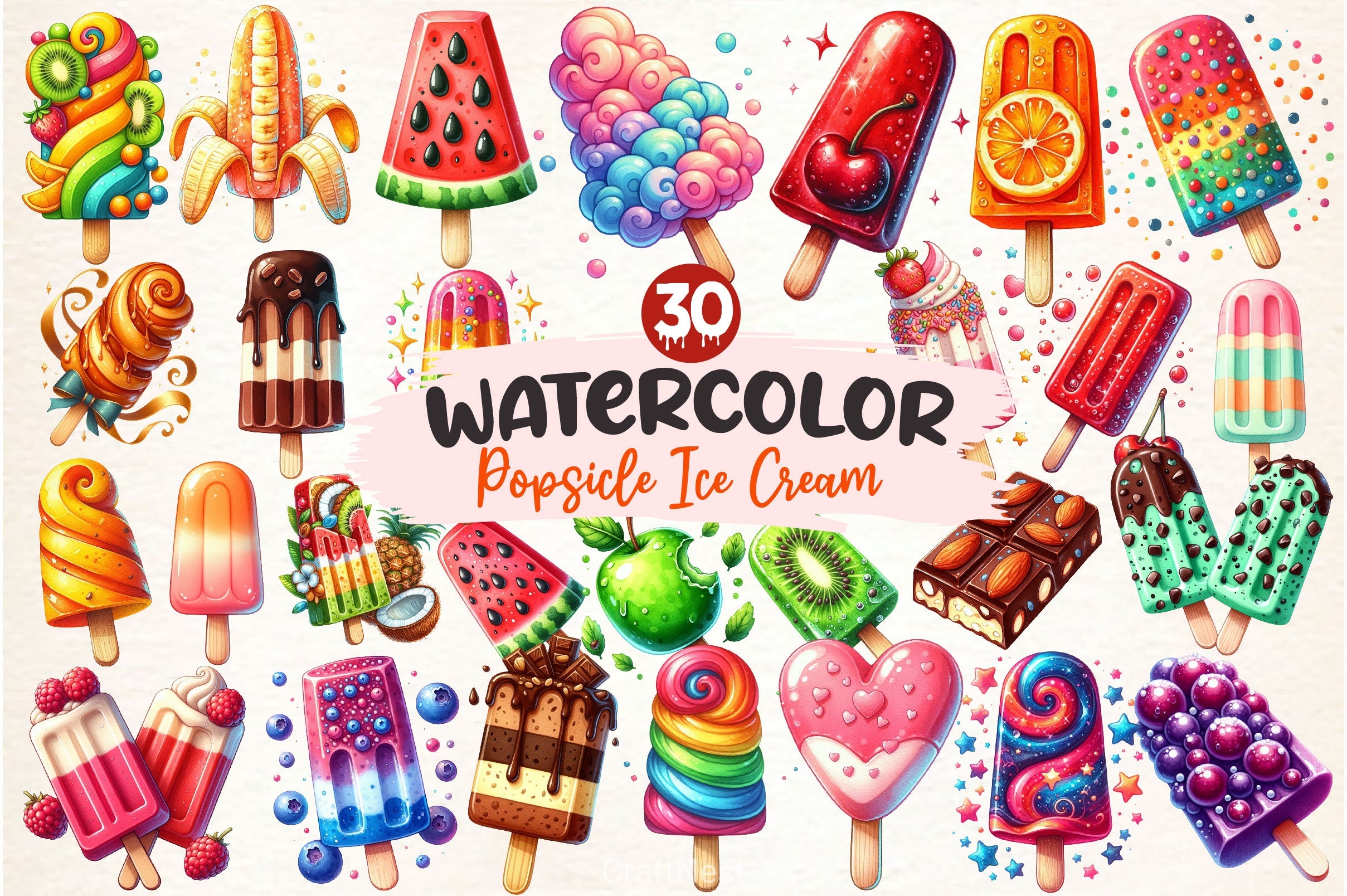 Popsicle Ice Cream For Summer Clipart Bundle - CraftNest - Digital Crafting and Art