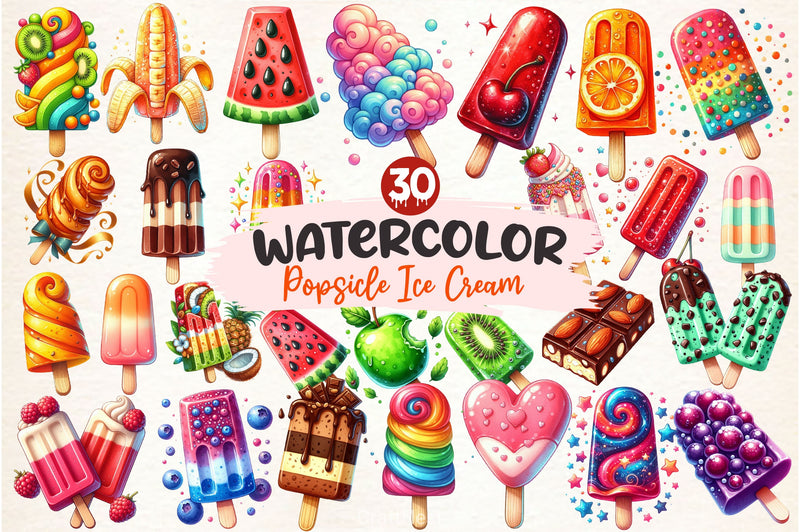 Popsicle Ice Cream For Summer Clipart Bundle - CraftNest - Digital Crafting and Art