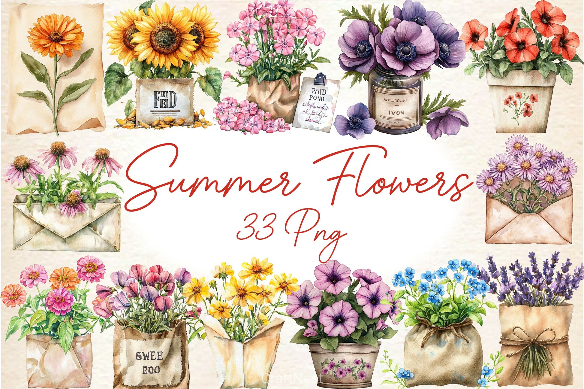Summer Flowers Seed Packet Clipart Bundle - CraftNest - Digital Crafting and Art