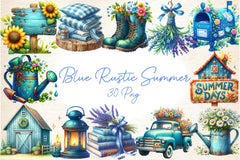 Blue Rustic Summer Clipart Bundle 2 - CraftNest - Digital Crafting and Art