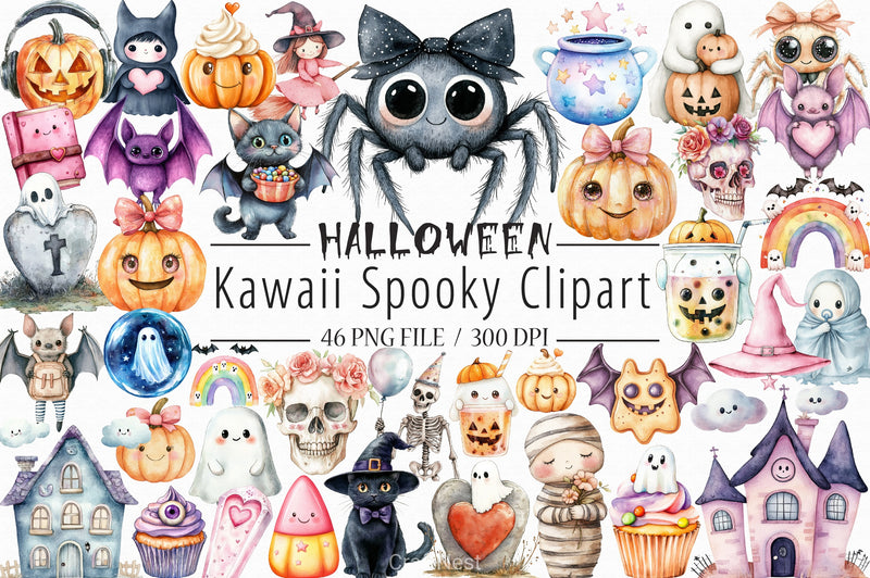 Halloween Kawaii Spooky Clipart Bundle - CraftNest - Digital Crafting and Art
