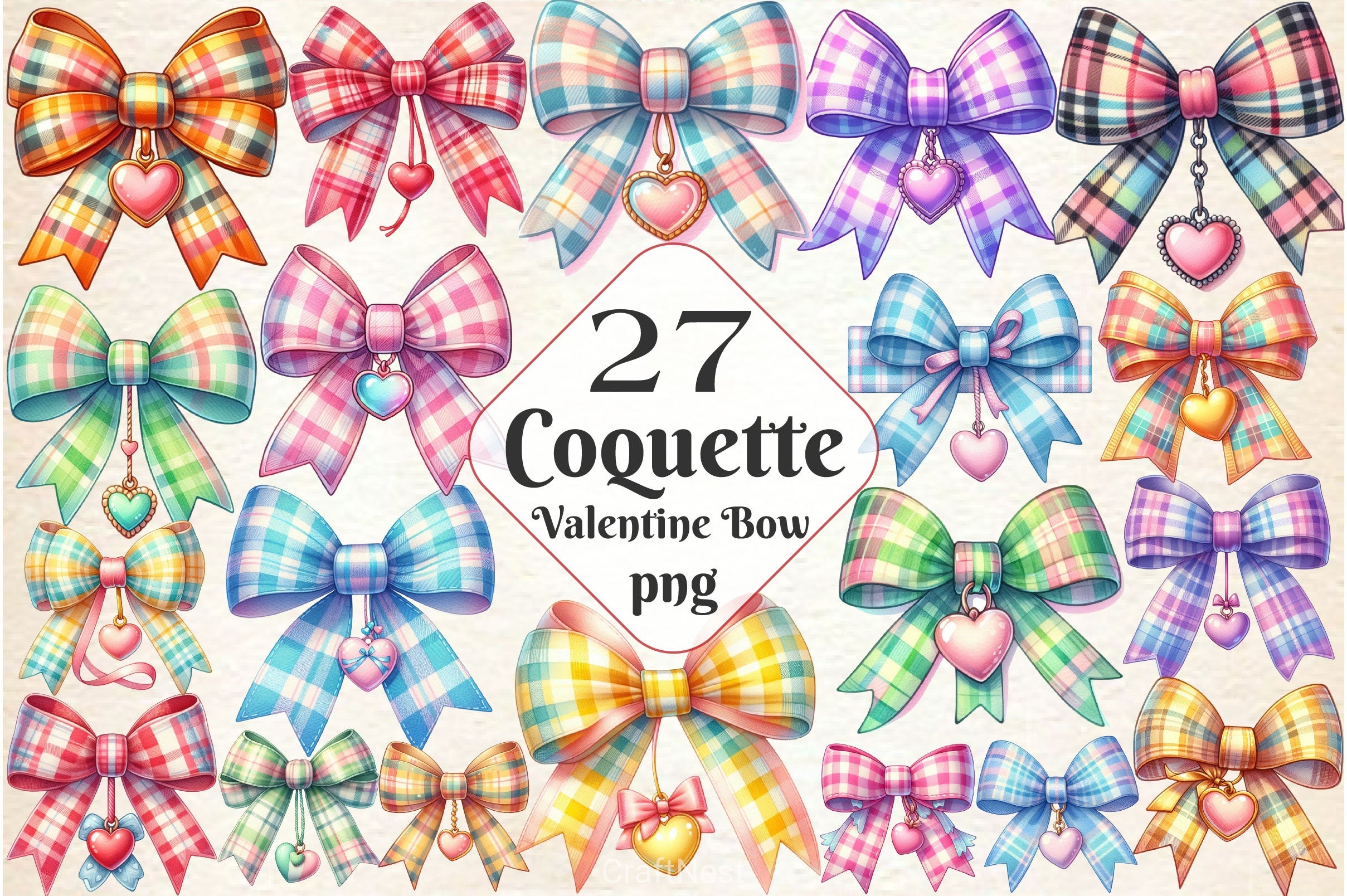 Coquette Valentine Bow Clipart Bundle 4 - CraftNest - Digital Crafting and Art