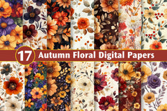 Autumn Floral Digital Papers Seamless - CraftNest - Digital Crafting and Art