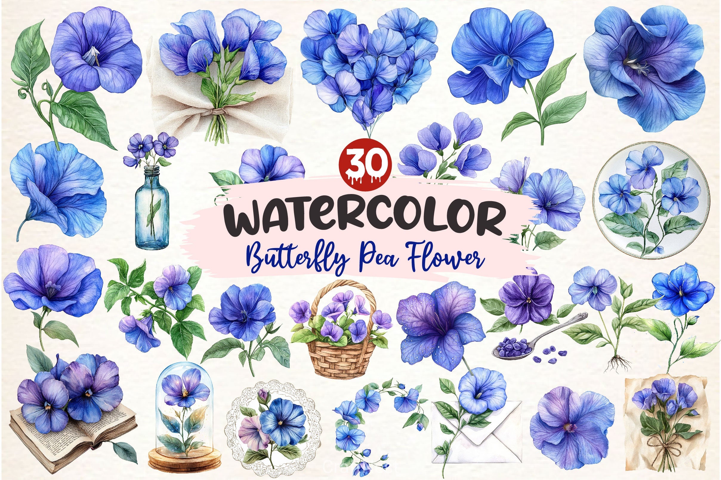 Butterfly Pea Flower Clipart Bundle - CraftNest - Digital Crafting and Art