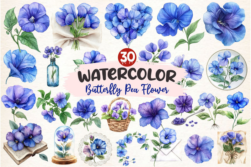Butterfly Pea Flower Clipart Bundle - CraftNest - Digital Crafting and Art