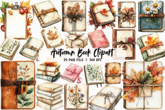 Autumn Book Clipart Bundle 3 - CraftNest - Digital Crafting and Art