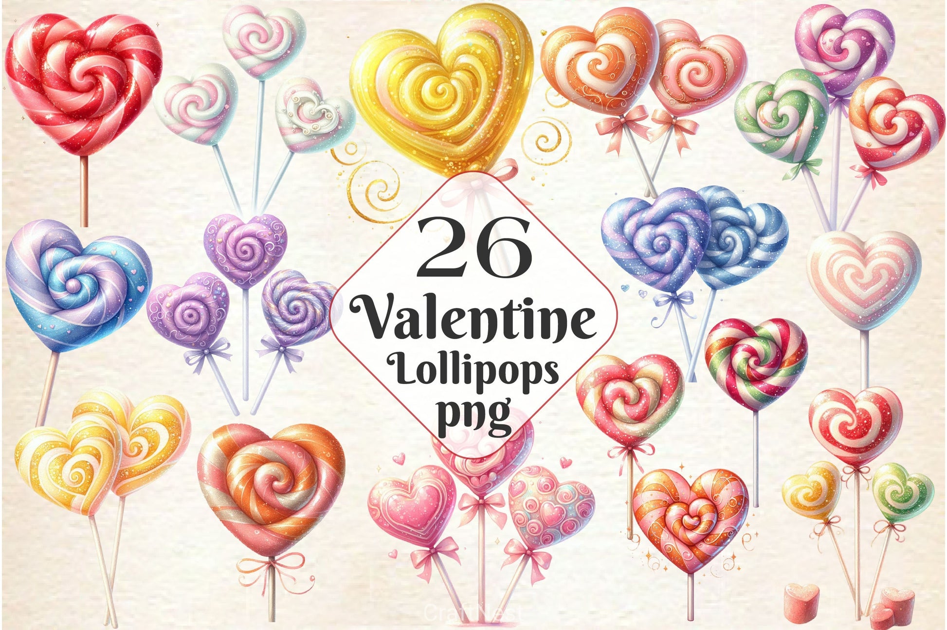 Heart Shaped Lollipops Clipart Bundle - CraftNest - Digital Crafting and Art