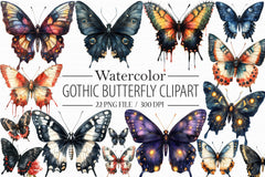 Gothic Butterfly Clipart Bundle - CraftNest - Digital Crafting and Art