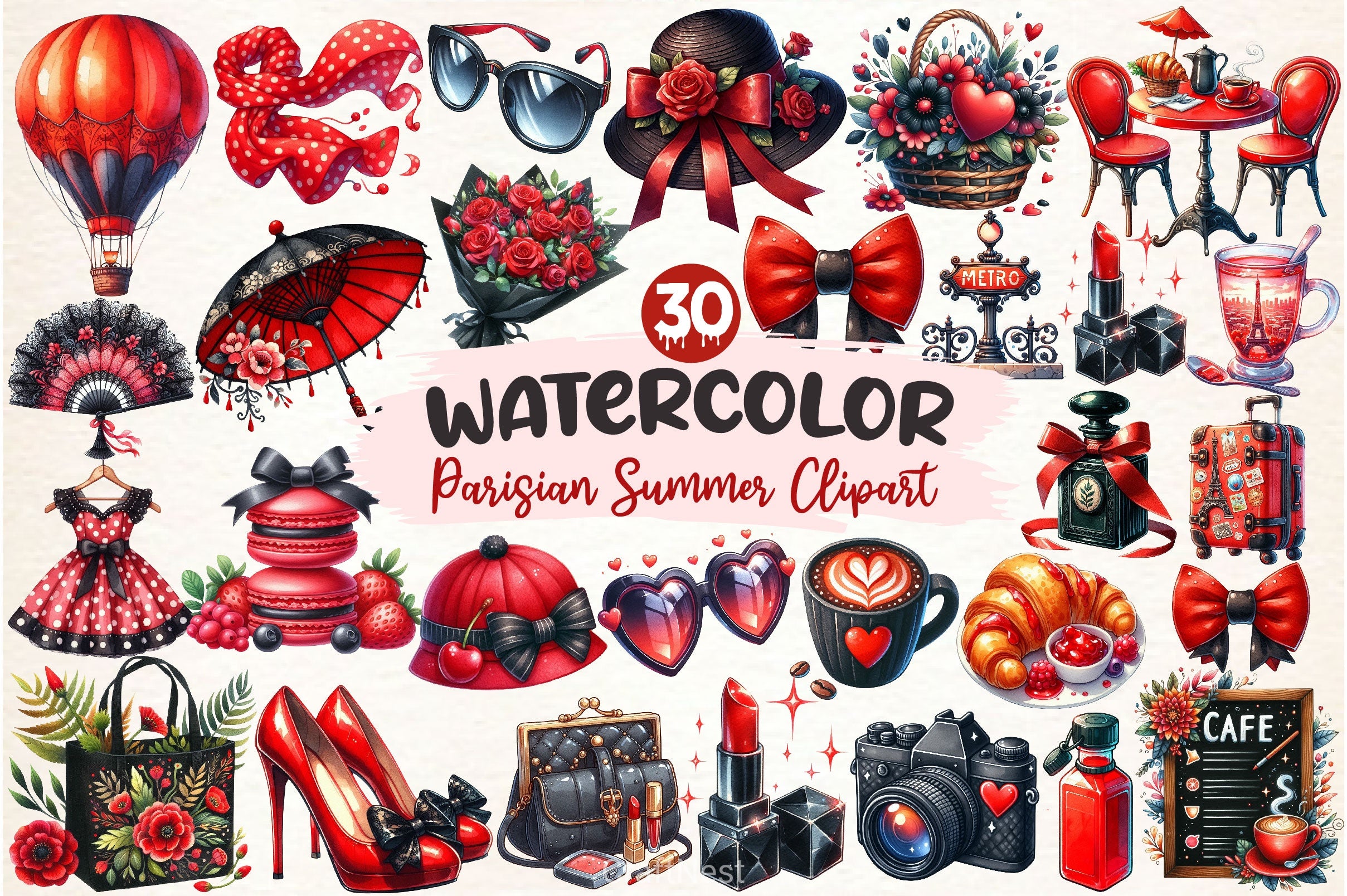 Parisian Summer Clipart Bundle 3 - CraftNest - Digital Crafting and Art