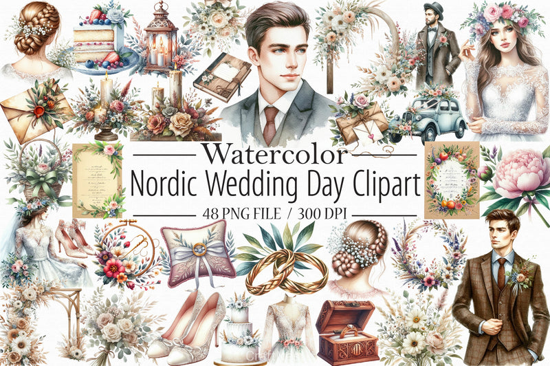 Nordic Wedding Clipart Bundle - CraftNest - Digital Crafting and Art