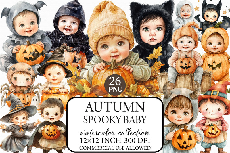 Autumn Spooky Baby Clipart Bundle - CraftNest - Digital Crafting and Art