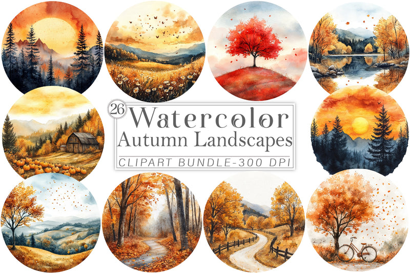Autumn Landscapes Clipart Bundle - CraftNest - Digital Crafting and Art