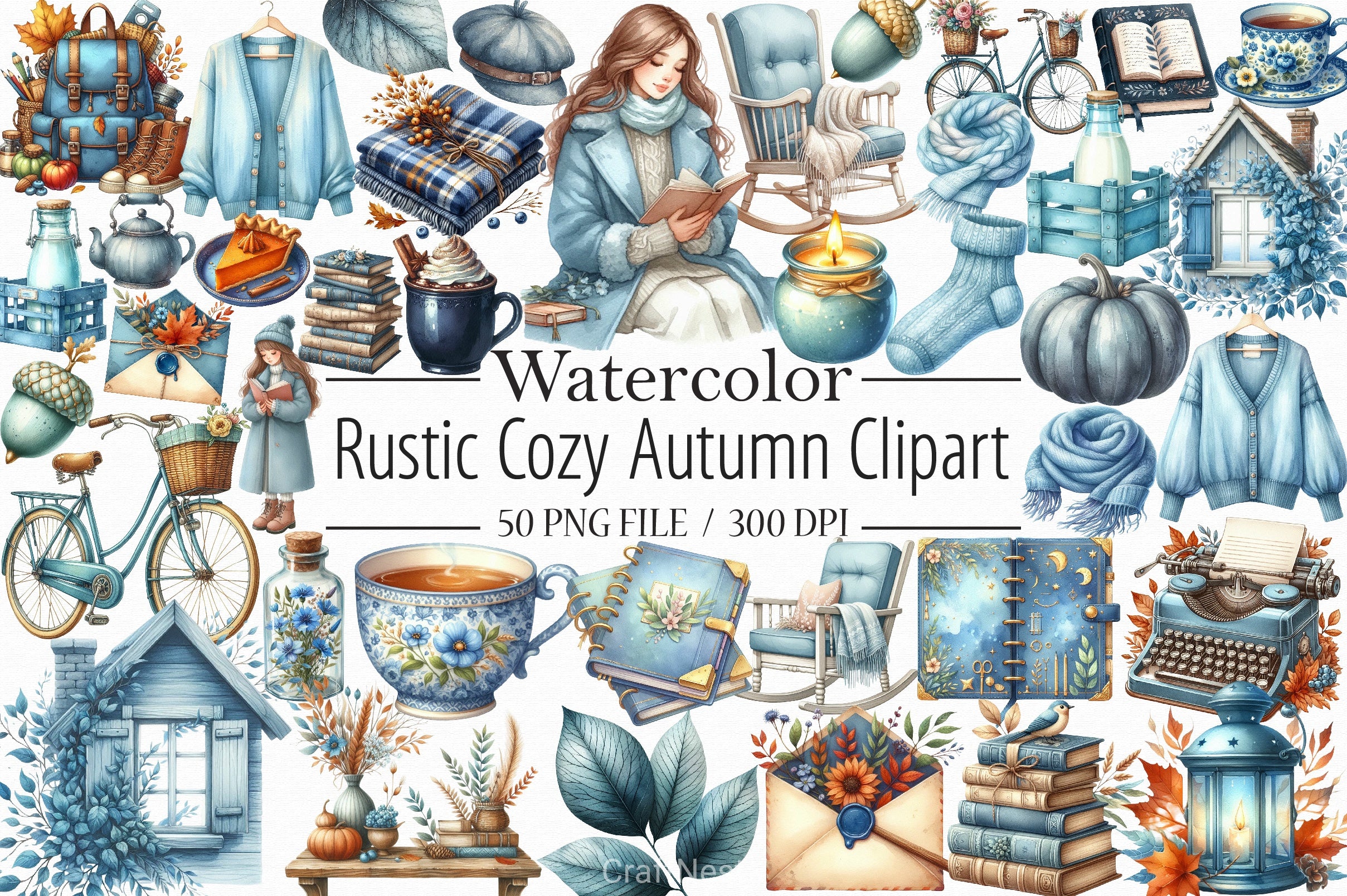 Rustic Cozy Autumn Clipart Bundle 11 - CraftNest - Digital Crafting and Art
