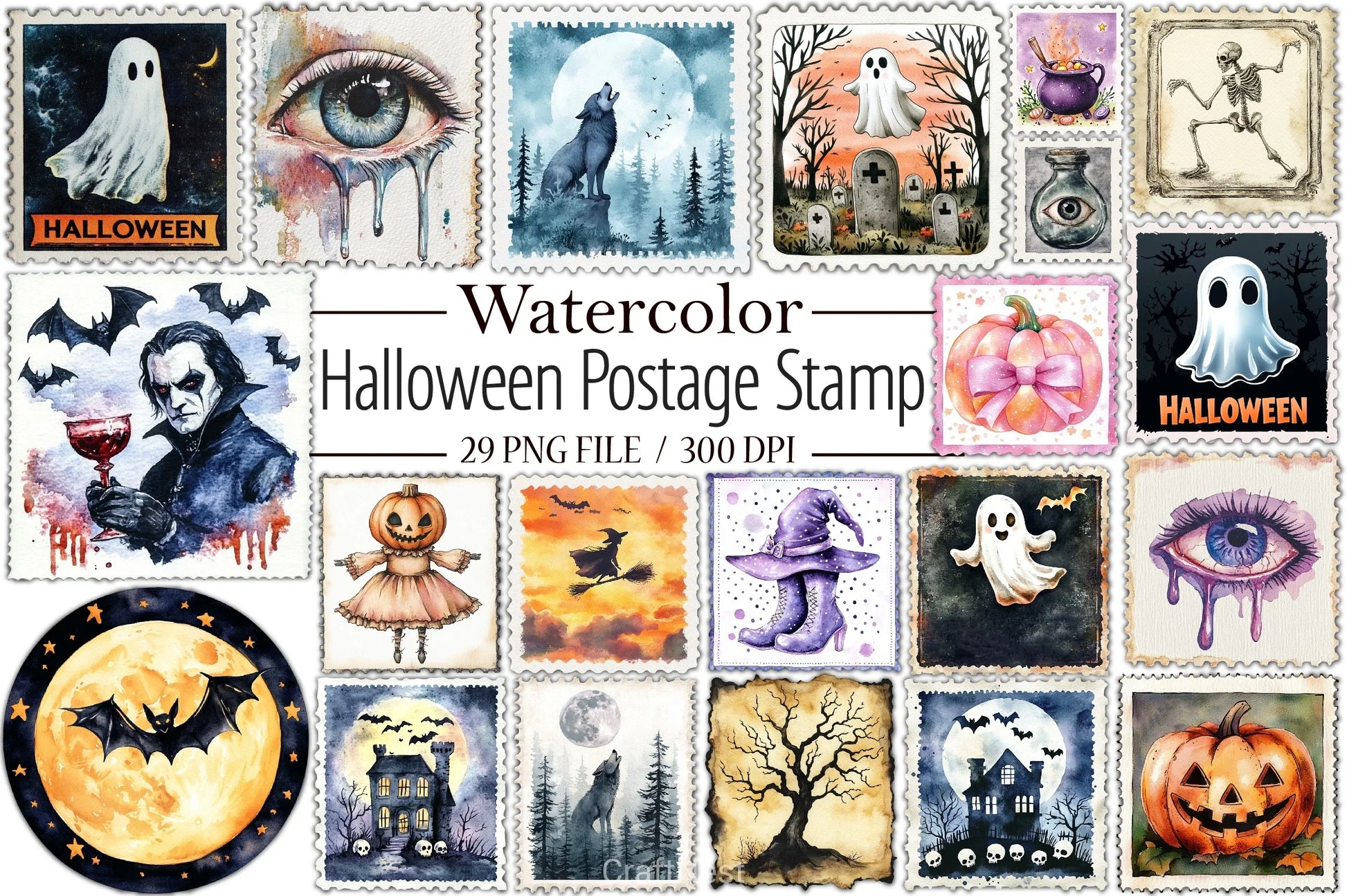 Halloween Stamp Clipart Bundle 2 - CraftNest - Digital Crafting and Art