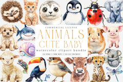 Adorable Baby Animals Clipart Bundle - CraftNest - Digital Crafting and Art