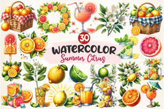 Summer Citrus Clipart Bundle 4 - CraftNest - Digital Crafting and Art