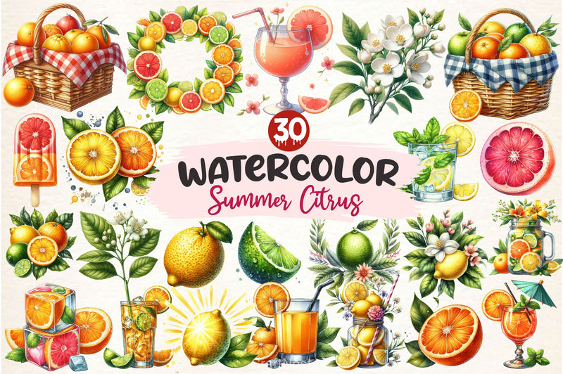 Summer Citrus Clipart Bundle 4 - CraftNest - Digital Crafting and Art