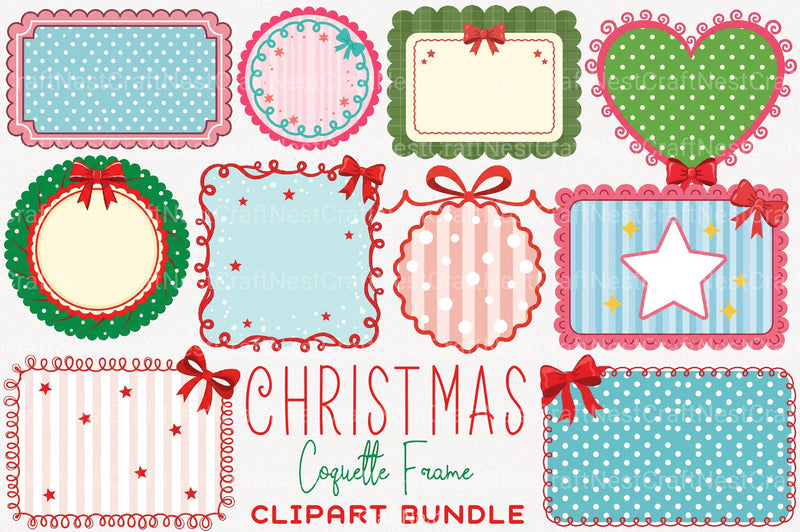 Christmas Coquette Frame Clipart Bundle 2 - CraftNest - Digital Crafting and Art