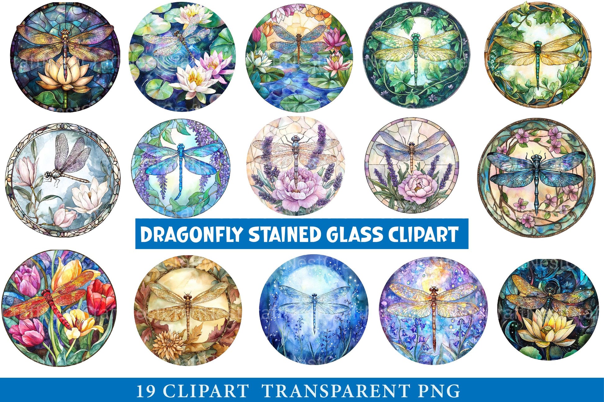 Dragonfly Stained Glass Clipart - CraftNest - Digital Crafting and Art