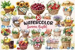 Summer Basket Clipart Bundle 2 - CraftNest - Digital Crafting and Art